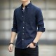 Men's Long Sleeved Casual Thin Oxford Shirt - Navy Blue image