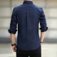 Men's Long Sleeved Casual Thin Oxford Shirt - Navy Blue image