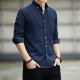 Men's Long Sleeved Casual Thin Oxford Shirt - Navy Blue image