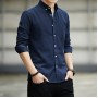 Men's Long Sleeved Casual Thin Oxford Shirt - Navy Blue