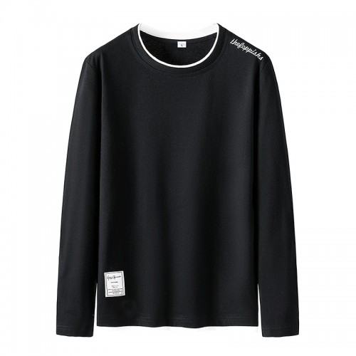 Trendy Cotton Sweatshirts For Men White Color Round Neck Long Sleeve - Black image