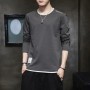 Trendy Cotton Sweatshirts For Men White Color Round Neck Long Sleeve - Dark Grey 