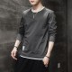 Trendy Cotton Sweatshirts For Men White Color Round Neck Long Sleeve - Dark Grey image