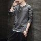 Trendy Cotton Sweatshirts For Men White Color Round Neck Long Sleeve - Dark Grey image