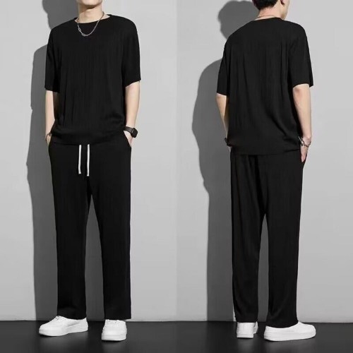 Men's Tracksuits Casual Set Sports Round - Black image