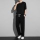 Men's Tracksuits Casual Set Sports Round - Black image