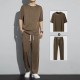 Men's Tracksuits Casual Set Sports Round - Brown image