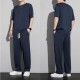 Men's Tracksuits Casual Set Sports Round - Navy Blue image