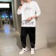 Men's White Color Tracksuits Casual 2 Piece Set image