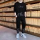 Men's Black Color Tracksuits Casual 2 Piece Set image