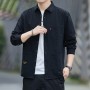 Men's Long Sleeves Cotton Shirt With Turn Down Collar - Black