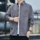 Men's Long Sleeves Cotton Shirt With Turn Down Collar - Dark Grey image