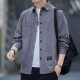 Men's Long Sleeves Cotton Shirt With Turn Down Collar - Dark Grey image