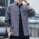 Men's Long Sleeves Cotton Shirt With Turn Down Collar - Dark Grey image