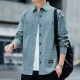 Men's Long Sleeves Cotton Shirt With Turn Down Collar - Light Blue image