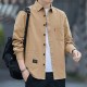 Men's Long Sleeves Cotton Shirt With Turn Down Collar - Brown image