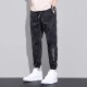 Men's Camouflage Sweatpants Casual Multi Pockets Bottoms Elastic-Black image