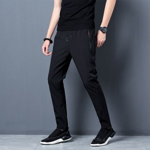 Men's Casual Black Color Slightly Stretch Sports Pants