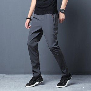 Men's Casual Dark Grey Color Slightly Stretch Sports Pants
