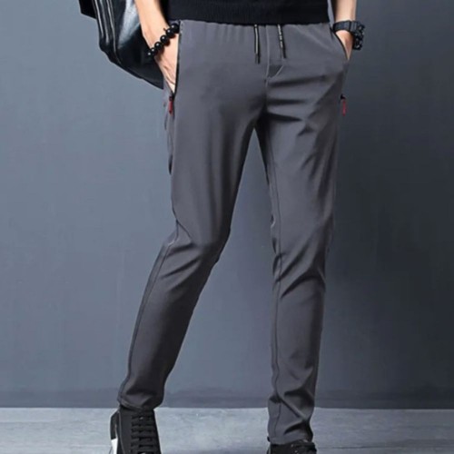 Men's Casual Dark Grey Color Slightly Stretch Sports Pants image