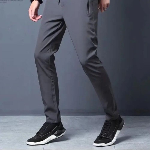 Men's Casual Dark Grey Color Slightly Stretch Sports Pants image