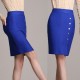 Women Fashion Blue Color Elastic High Waist Skirt Dress image