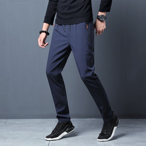 Men's Casual Navy Blue Color Slightly Stretch Sports Pants image