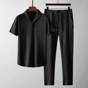 New Men's Fashion Classic Shirt Trousers Set - Black