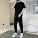 Men's Short Sleeve Ice Silk Leisure Tracksuits - Black image