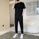 Men's Short Sleeve Ice Silk Leisure Tracksuits - Black image