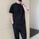 Men's Short Sleeve Ice Silk Leisure Tracksuits - Black image