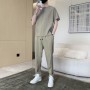 Men's Short Sleeve Ice Silk Leisure Tracksuits - Green