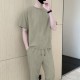 Men's Short Sleeve Ice Silk Leisure Tracksuits - Green image