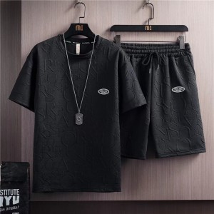 Men's Linen T-Shirt & Shorts Set Casual & Sporty - Black