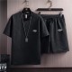 Men's Linen T-Shirt & Shorts Set Casual & Sporty - Black image