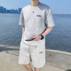 Men's Linen T-Shirt & Shorts Set Casual & Sporty - Grey image