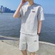 Men's Linen T-Shirt & Shorts Set Casual & Sporty - Grey image