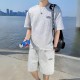 Men's Linen T-Shirt & Shorts Set Casual & Sporty - Grey image