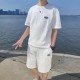 Men's Linen T-Shirt & Shorts Set Casual & Sporty - White image