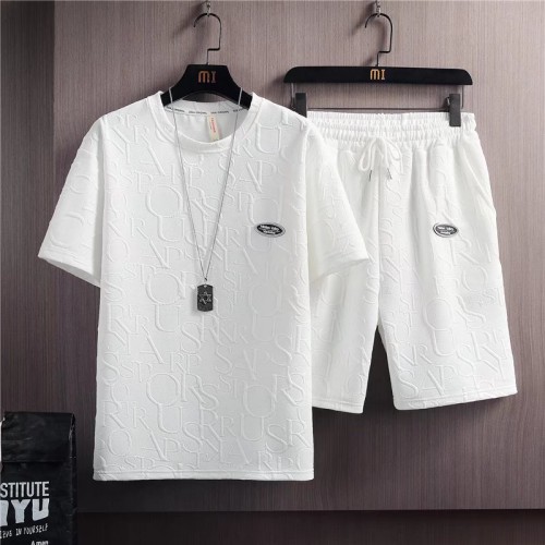 Men's Linen T-Shirt & Shorts Set Casual & Sporty - White image