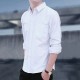 Korean Style Slim Fit Long Sleeve Shirt - White image