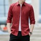 Men Classic Fit Long Sleeve Wrinkle Free Button Shirt-Red image