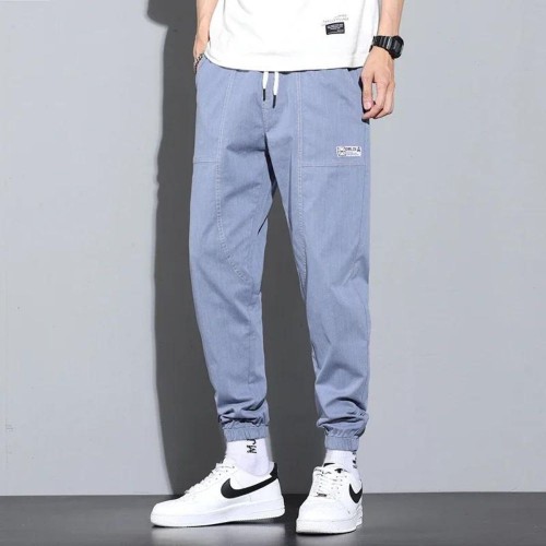 High-Quality Loose Thick Cargo Jogger Pants - Blue image