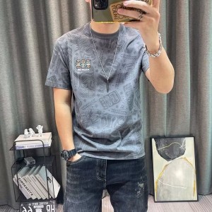 Luxury Style Korean Version High-Quality Casual T-Shirt - Grey