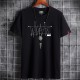 New Korean Style Men's Short-Sleeved Cotton T-Shirt - Black image