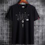 New Korean Style Men's Short-Sleeved Cotton T-Shirt - Black