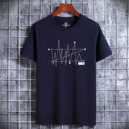 New Korean Style Men's Short-Sleeved Cotton T-Shirt - Navy Blue image