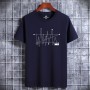 New Korean Style Men's Short-Sleeved Cotton T-Shirt - Navy Blue