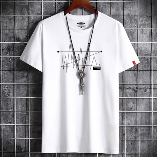 New Korean Style Men's Short-Sleeved Cotton T-Shirt - White image