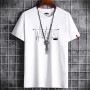 New Korean Style Men's Short-Sleeved Cotton T-Shirt - White